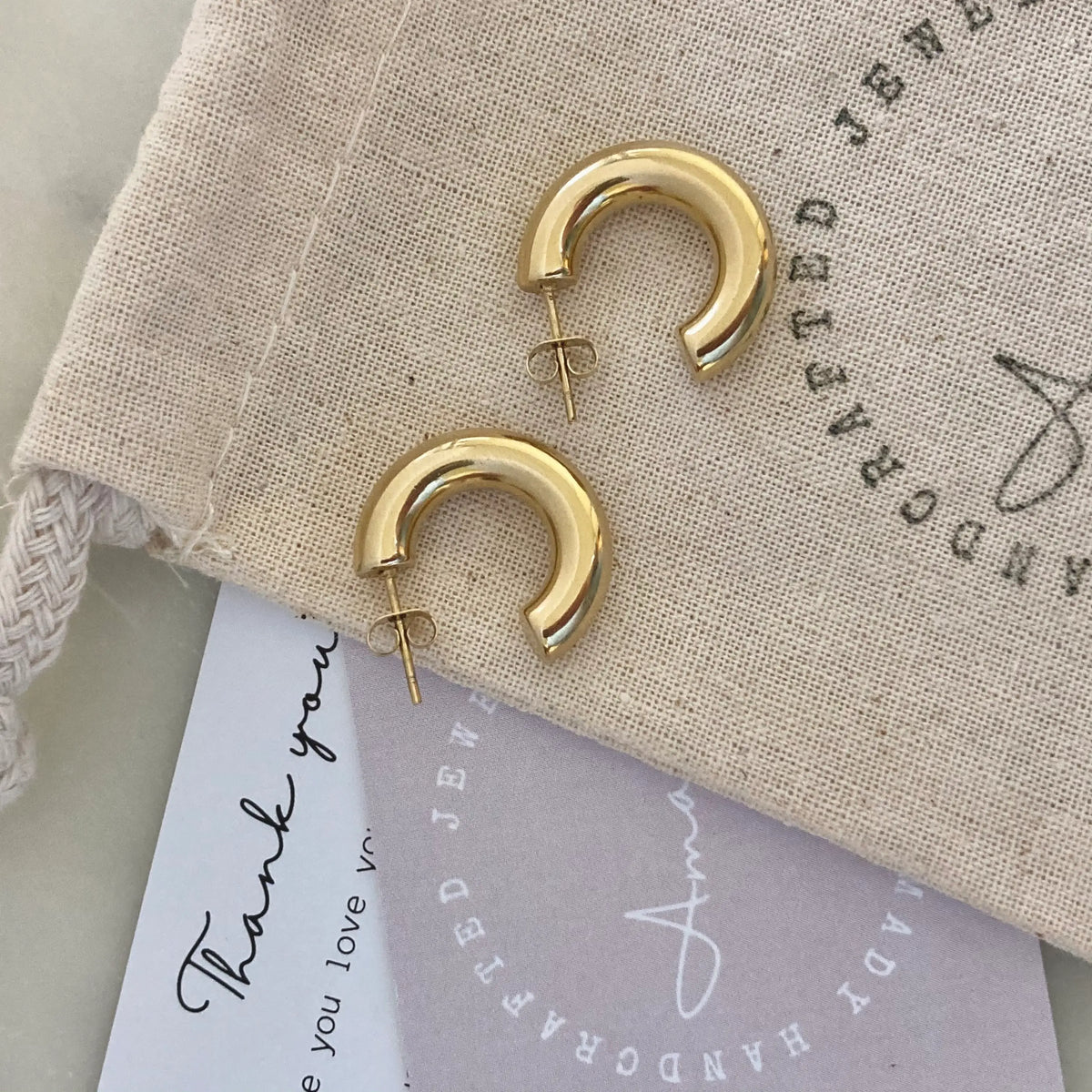18k Gold Plated 20mm Hoops 20mm Lightweight Waterproof