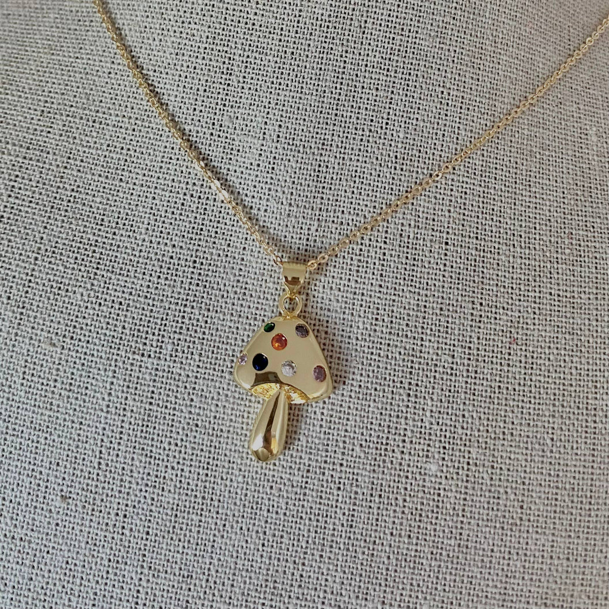 Mushroom charm pendant necklace 18k Gold Filled delicate