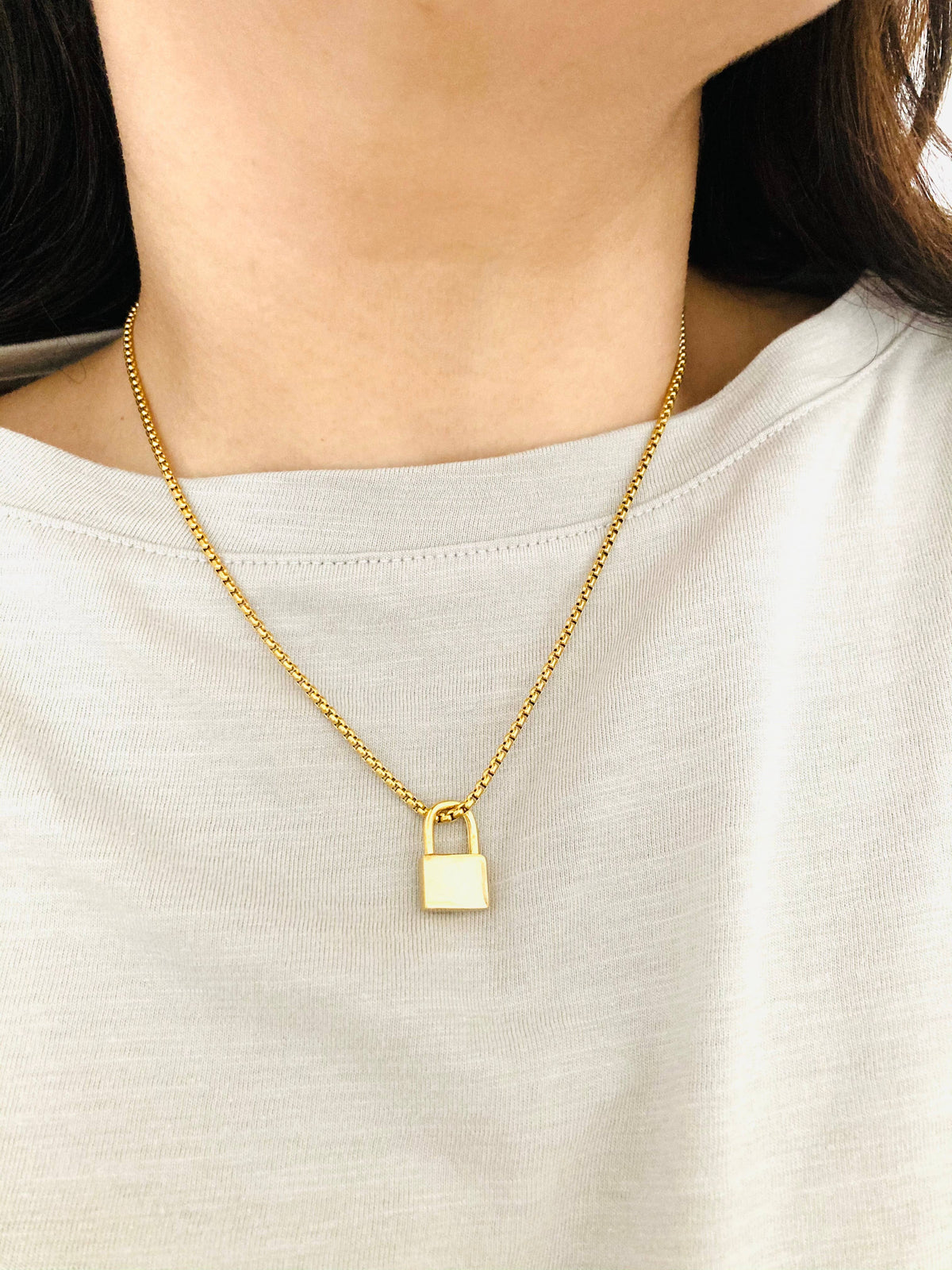 Gold Padlock Necklace on a gold-plated or silver chain