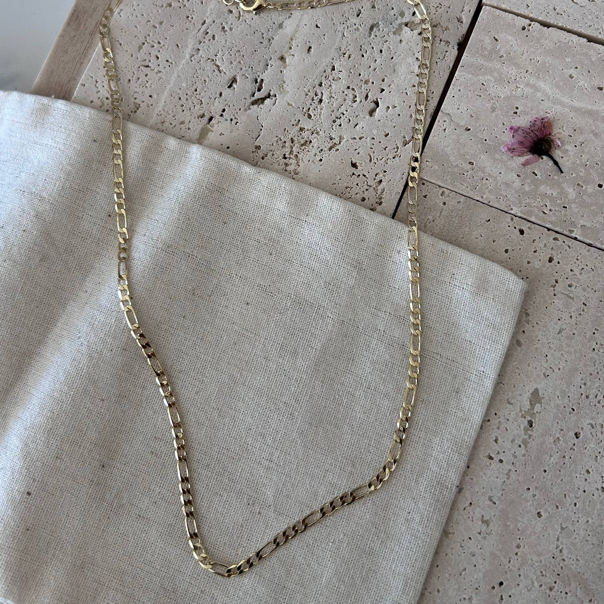 Figaro Layering Chain Necklace 18k Gold Filled Waterproof