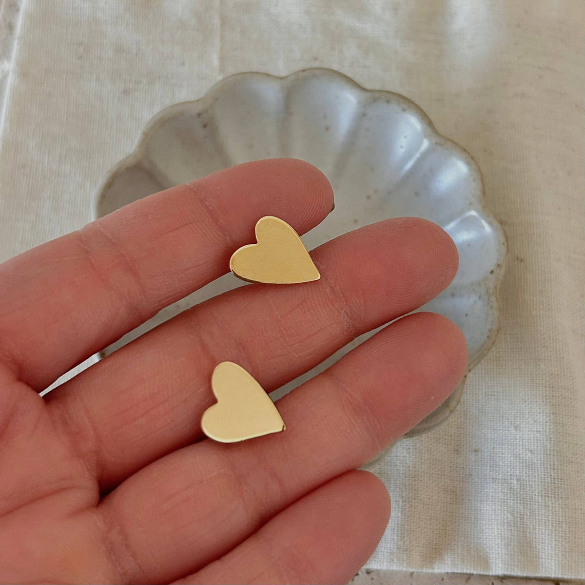 Heart post earrings studs minimal jewelry