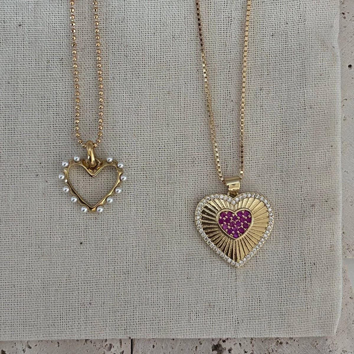 Gold Plated Heart Pearl Pendant Necklace – Stainless Steel