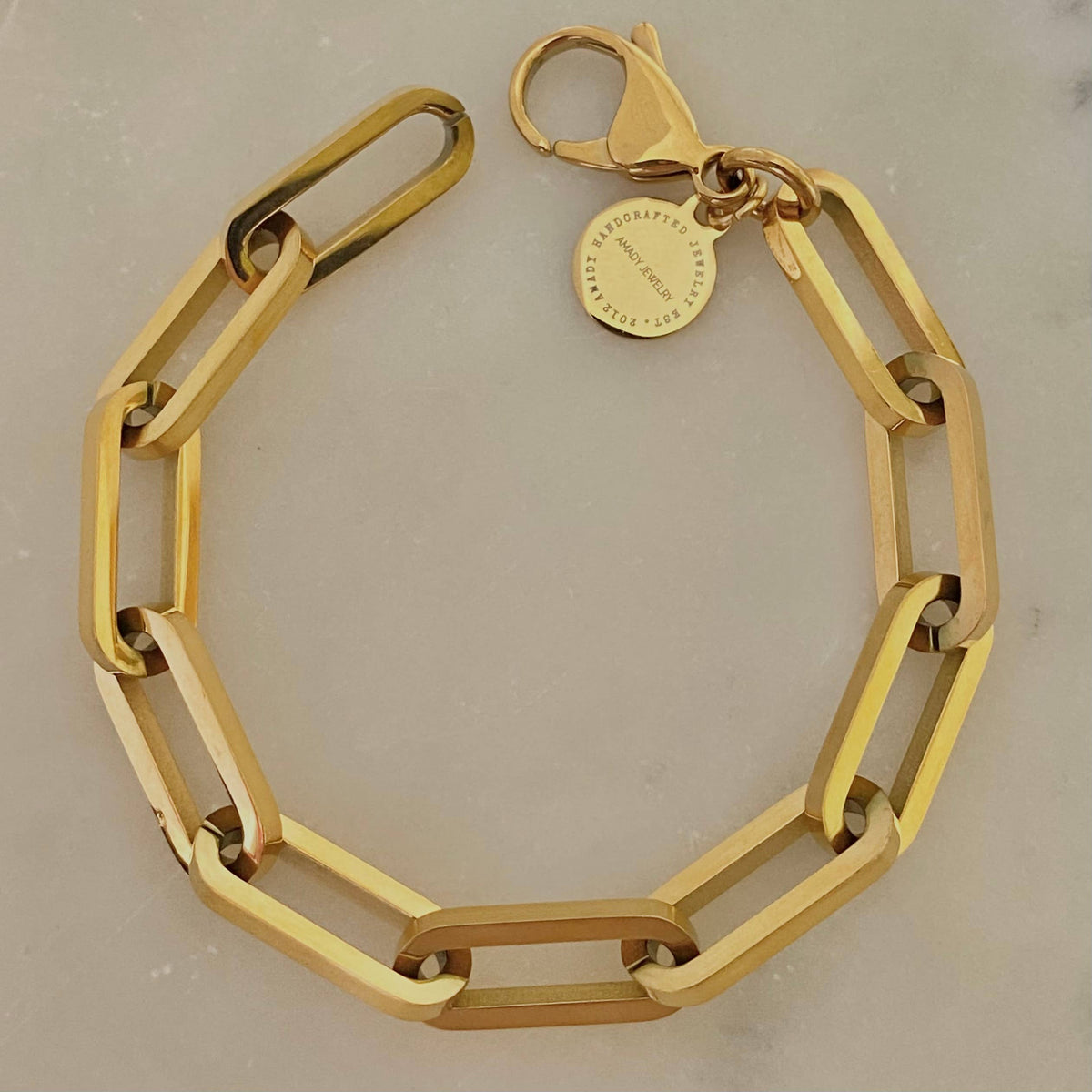 Paperclip Link Chain Bracelet 18k Gold Plated StainlessSteel