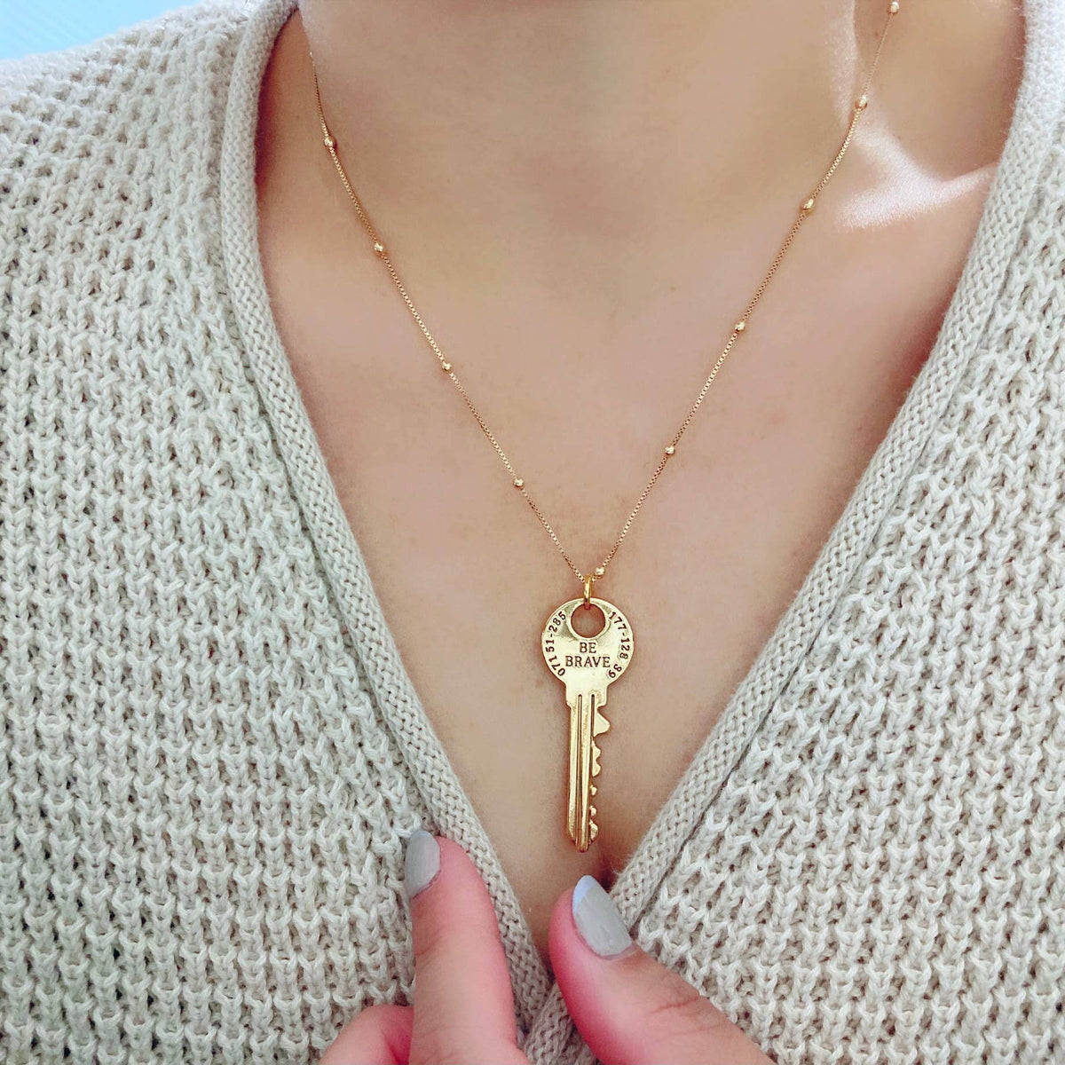 Be Brave Key Lock Necklace 18k gold filled water resistant