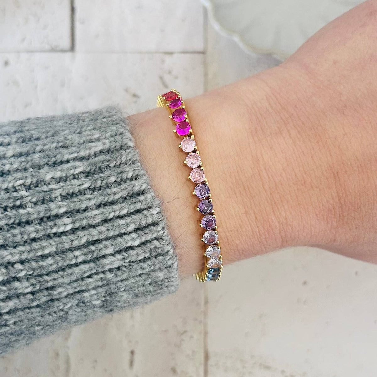 Tennis bracelet Colorful rainbow crystals