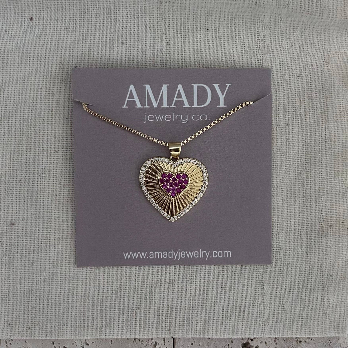 Pink Gold Plated Heart Pendant Necklace