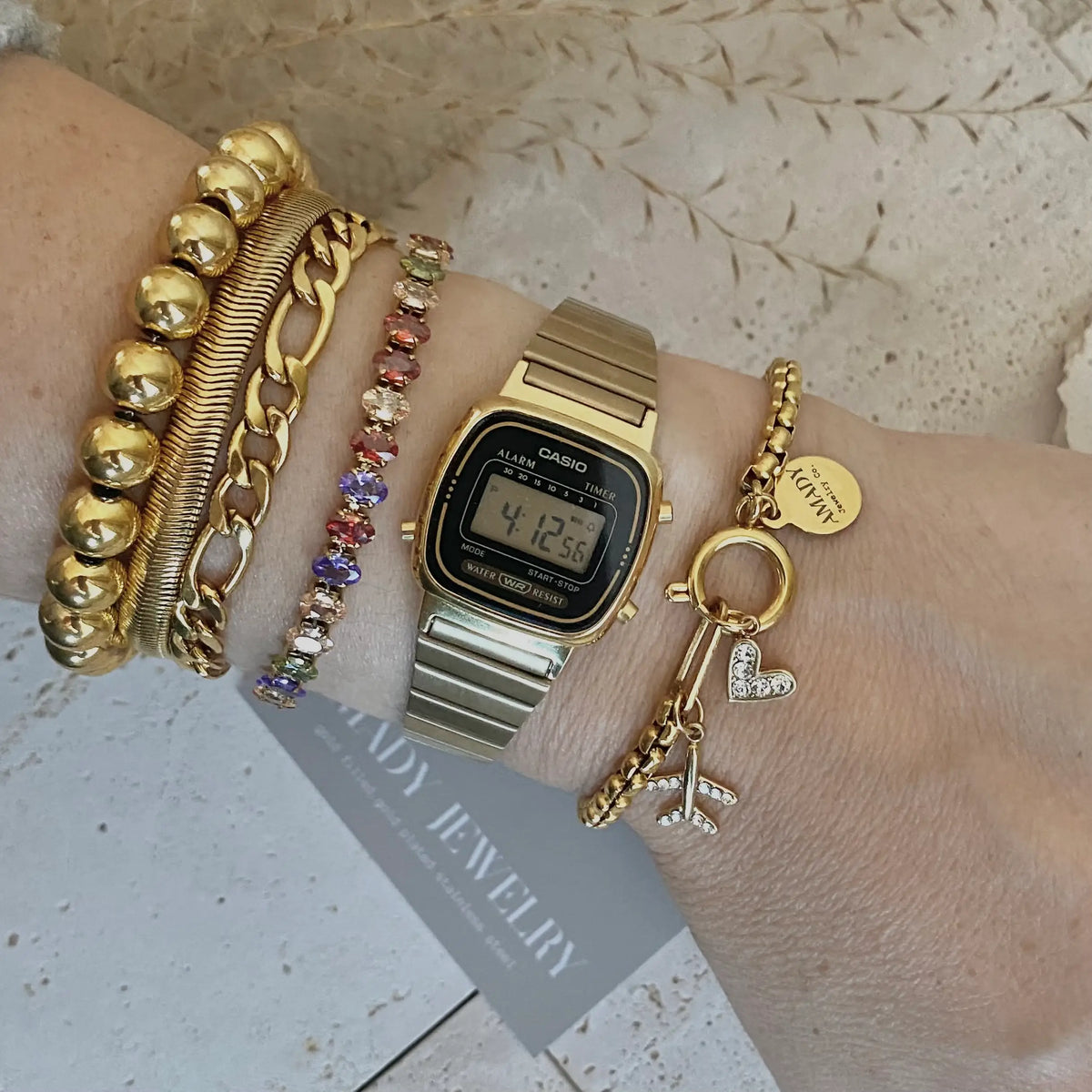 Traveler travel Bracelet airplane plane heart gold plated