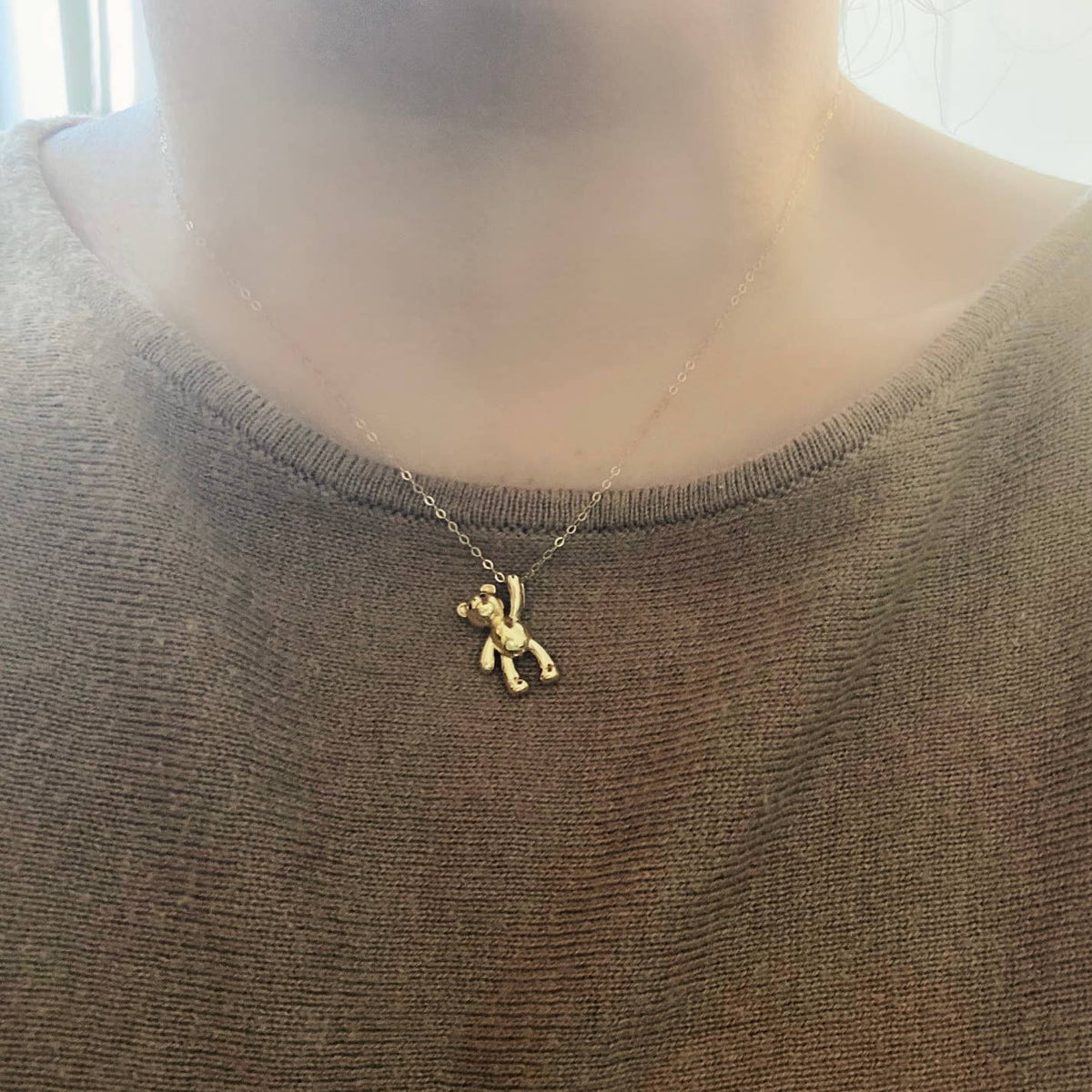 Gold teddy bear charm pendant necklace, gummy bear necklace