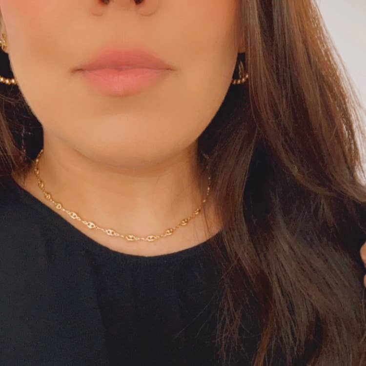 Mariner coffee bean link chain necklace, 18k gold chocker