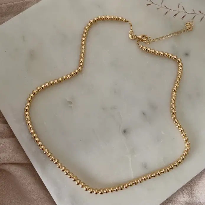 18k Gold Plated beaded layering necklace waterproof