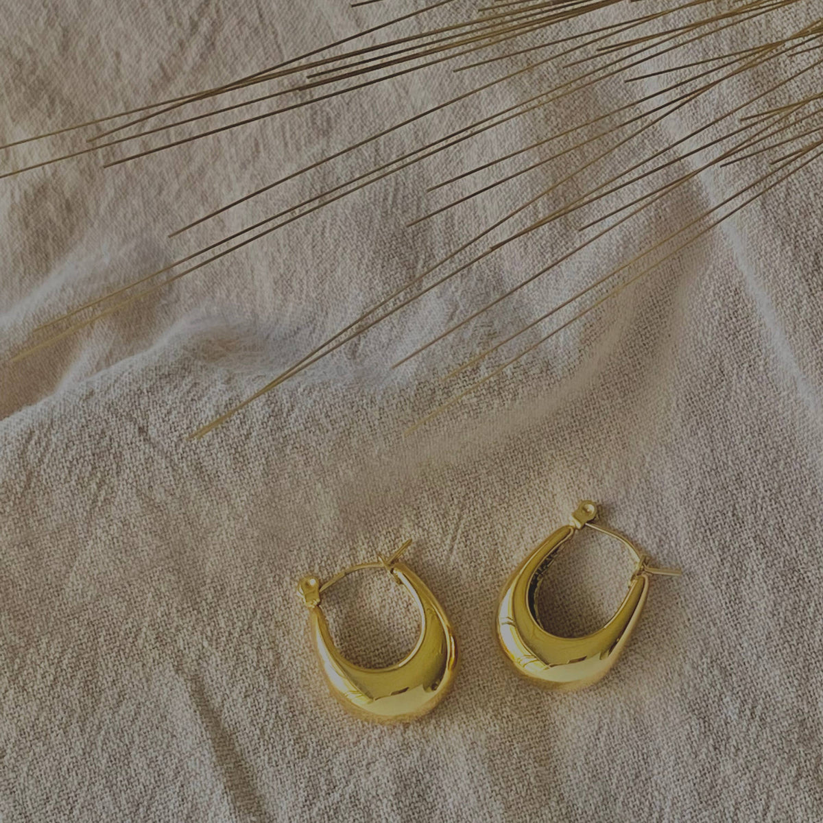 U Shaped Hoop Earrings 18k gold plated over SS waterproof