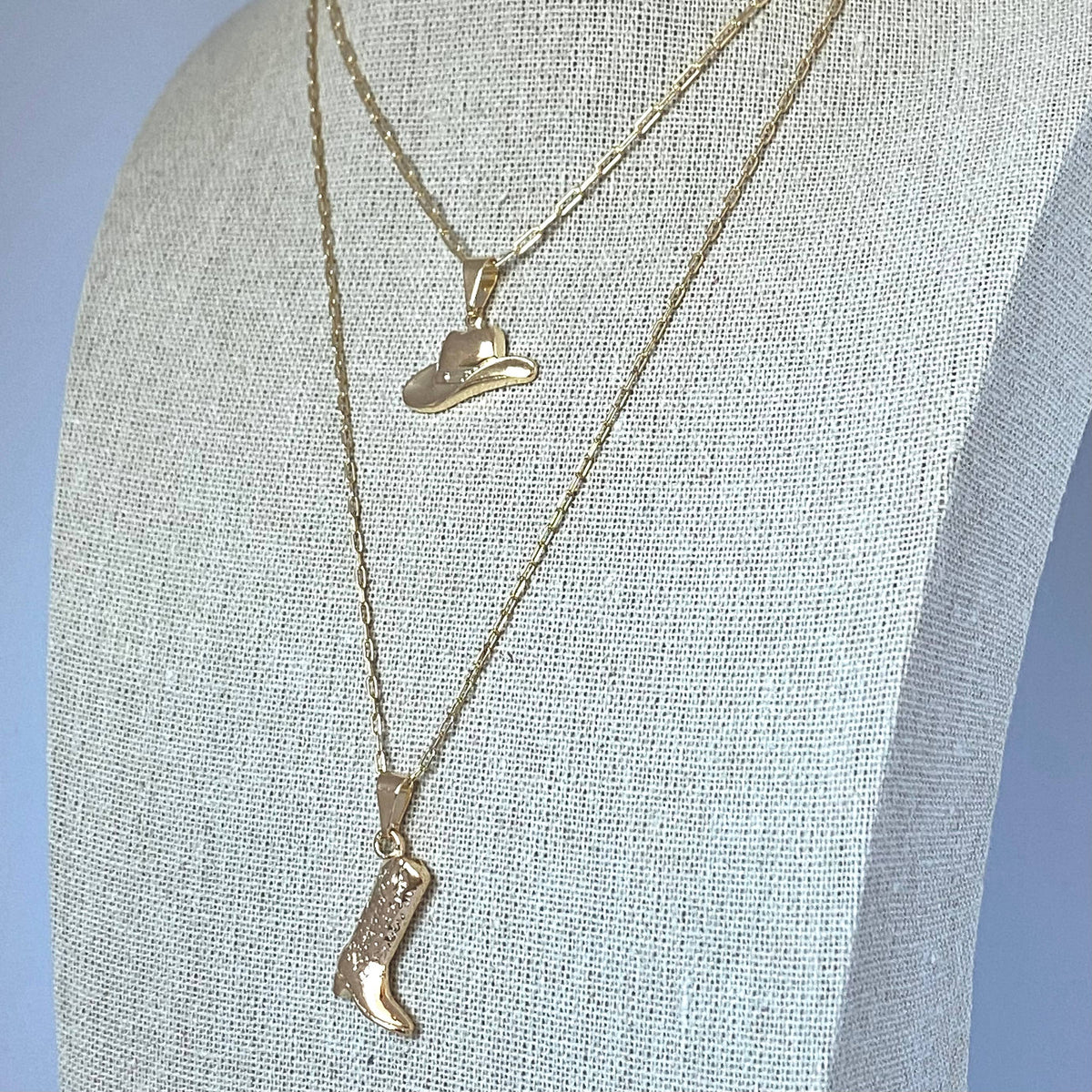 Cowboy cowgirl hat charm pendant necklace 18k gold filled