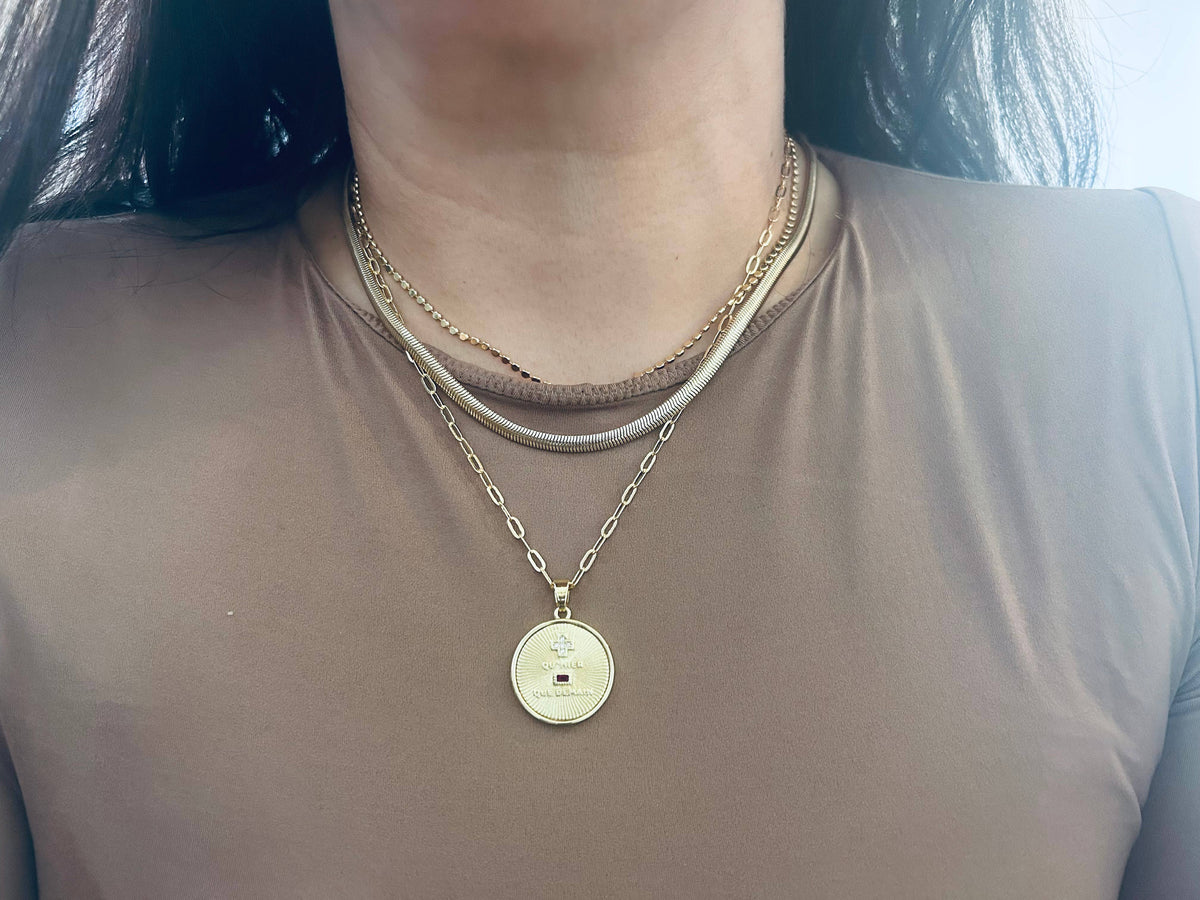 Qu Hier Que Demain Coin pendant charm chain necklace