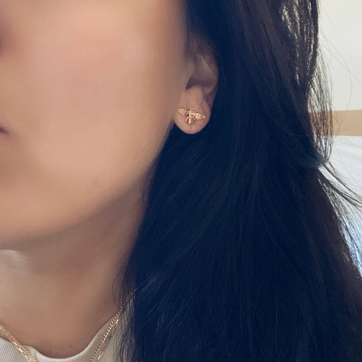 Queen bee Honey bee post earrings 14k Gold Plated