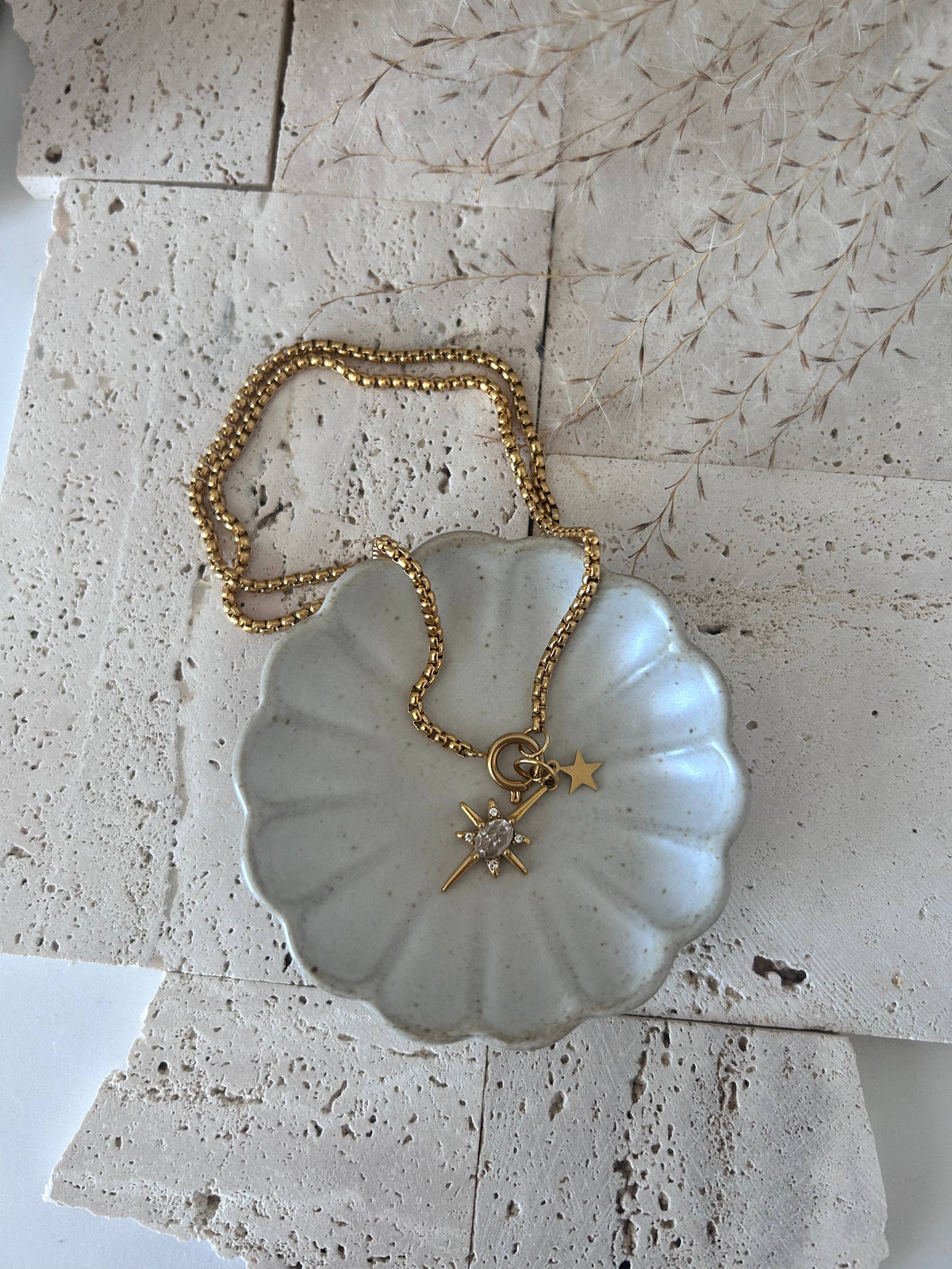 Stars removable charms pendants necklace 18k gold plated