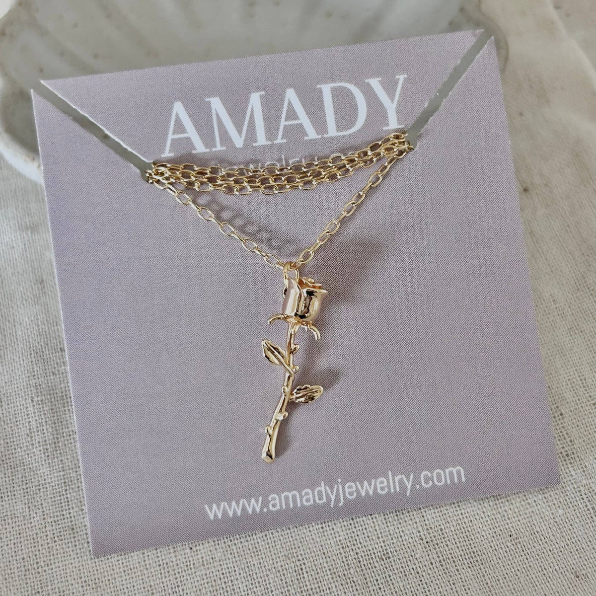 Rose Flower pendant necklace gold filled gold-plated