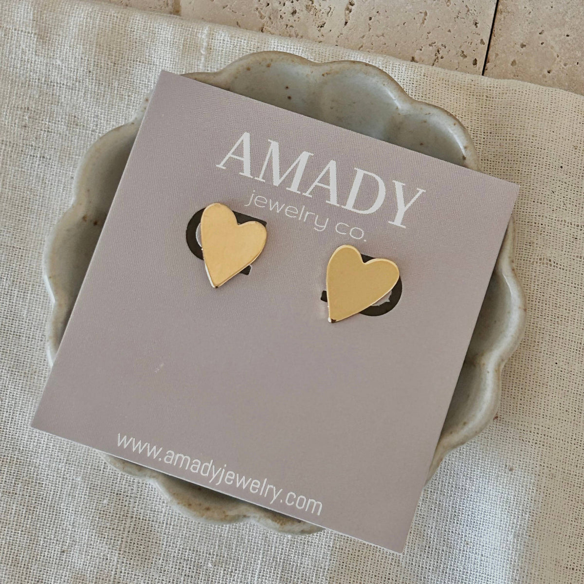 Heart post earrings studs minimal jewelry