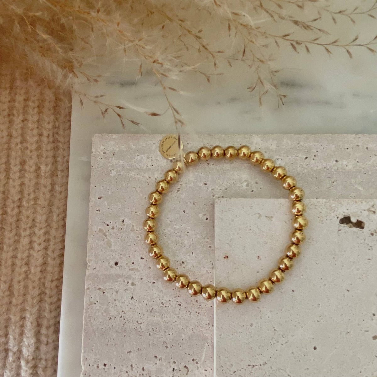 Gold Beaded Bracelet 18k gold plated stainless steel beads