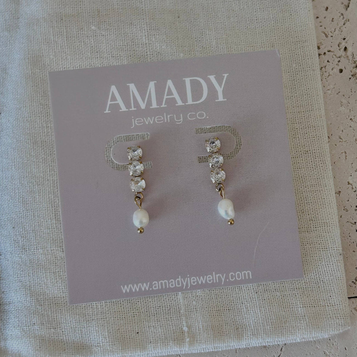 Freshwater dangle drop earrings cubic zircon