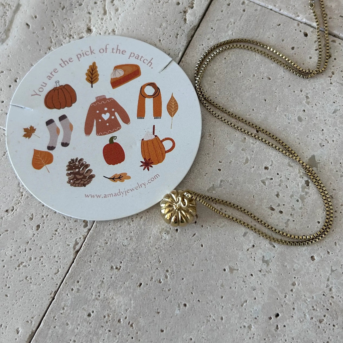 Pumpkin Necklace | 18K Gold Plated | Tarnish-Resistant Fall