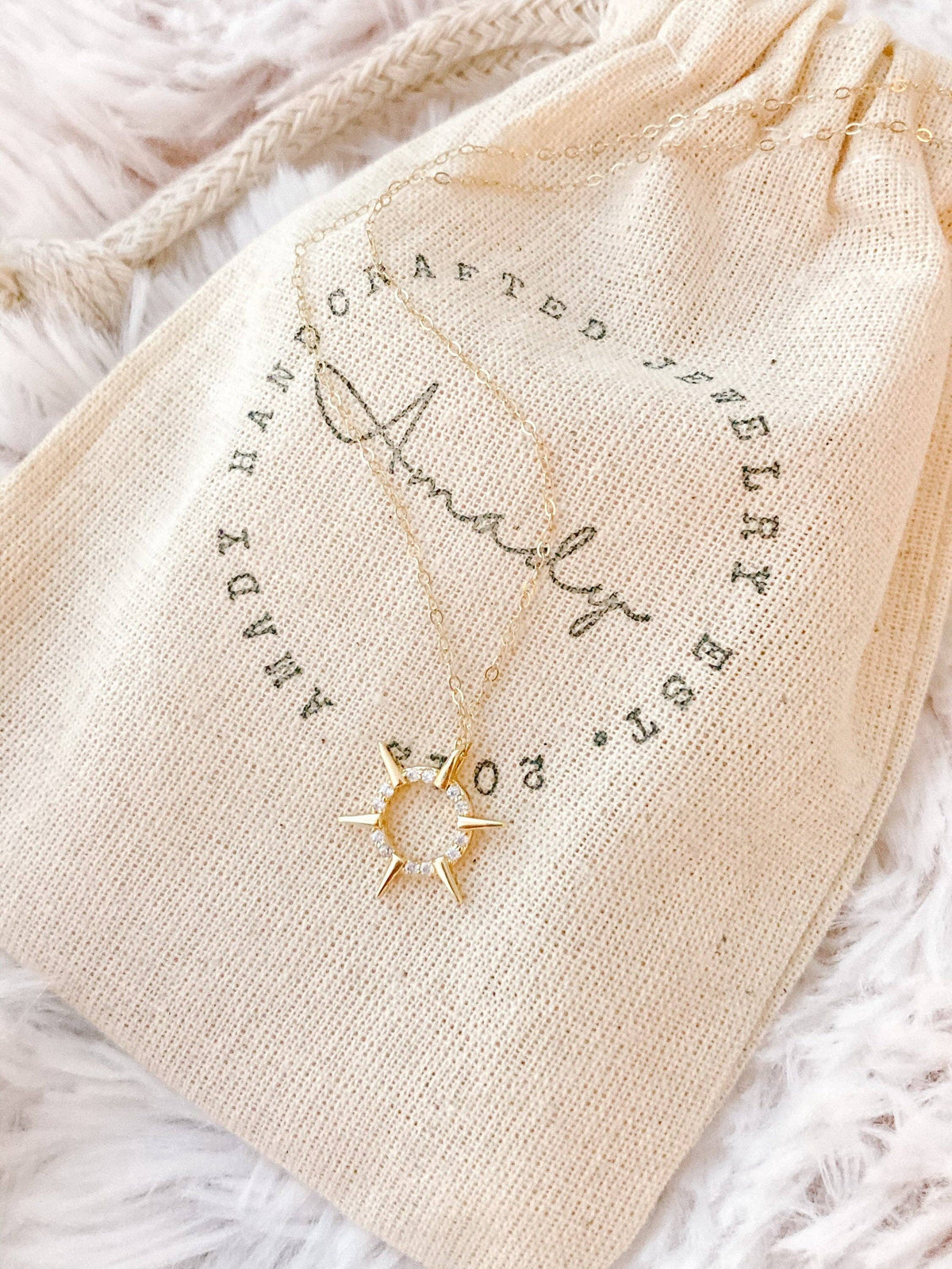 Sun Spikes Star Zirconia Crystals Charmed Necklace
