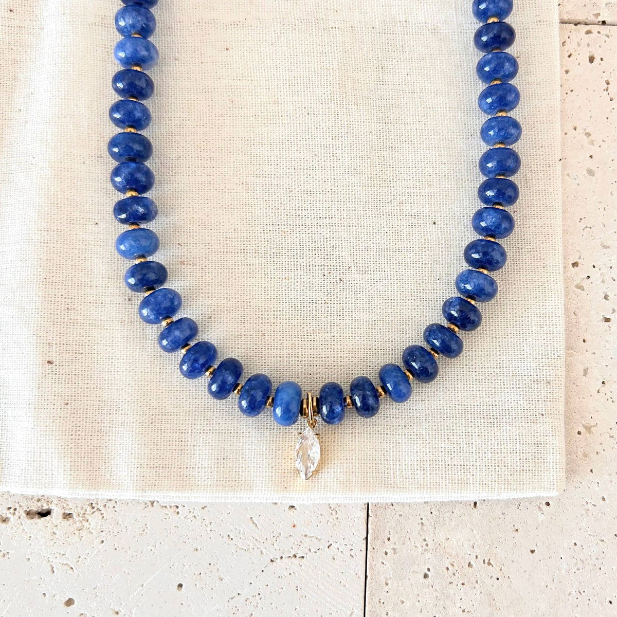 Beaded necklace natural stone rondelle