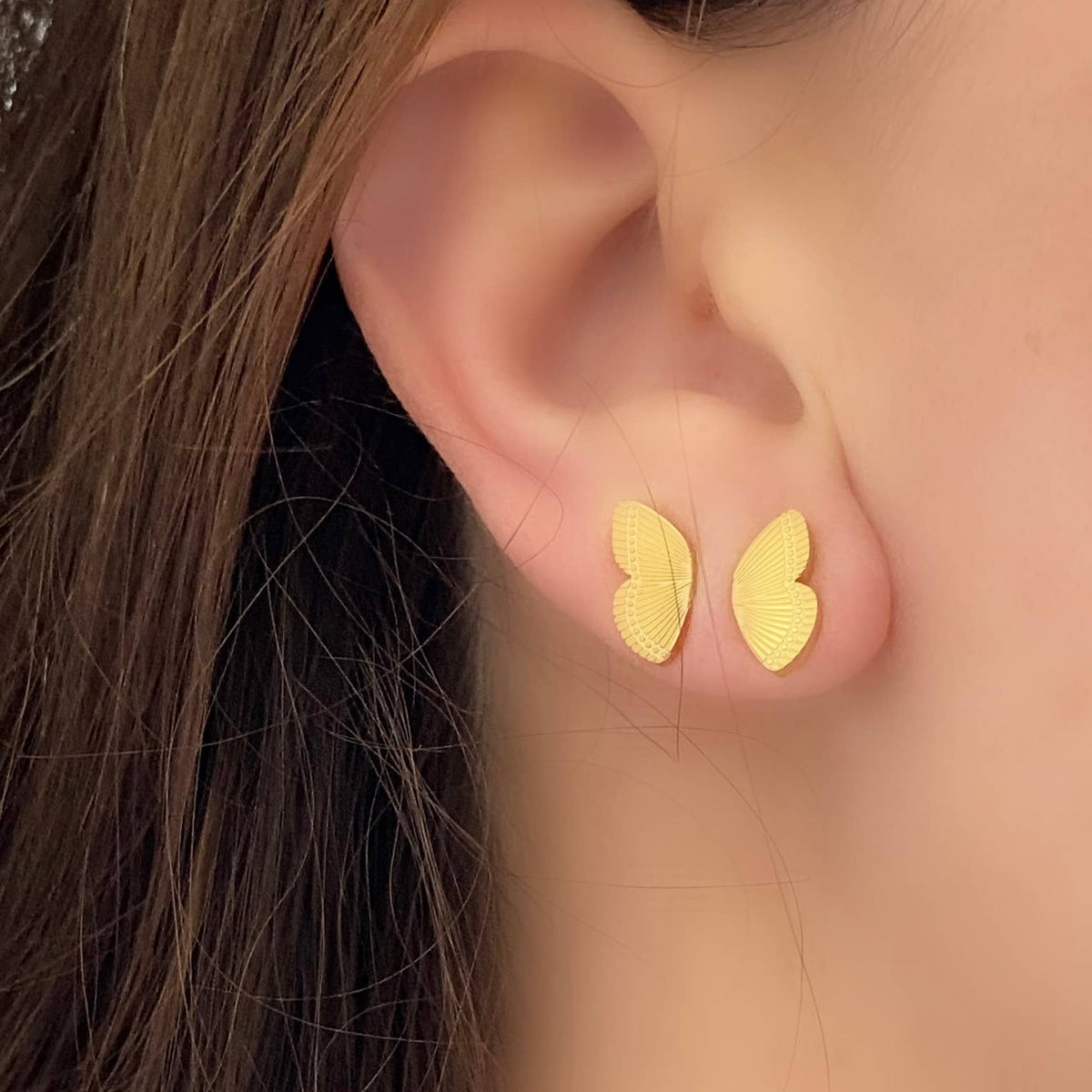 Butterfly Wings Earring Studs 18k gold plated over stainless