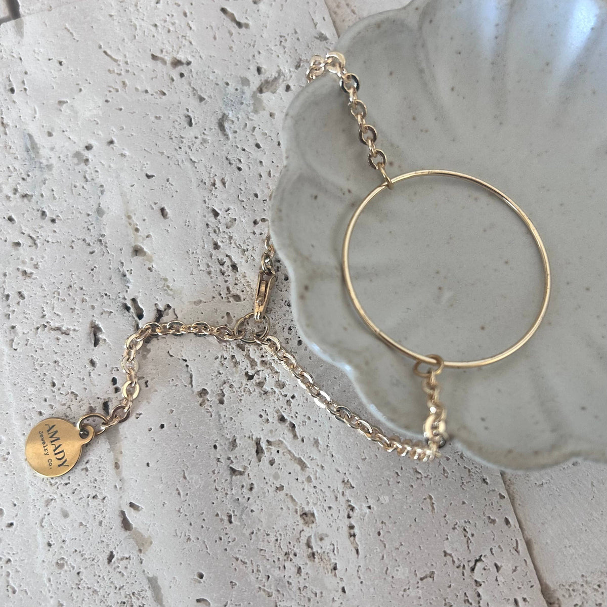 Infinity round charm bracelet circle gold plated