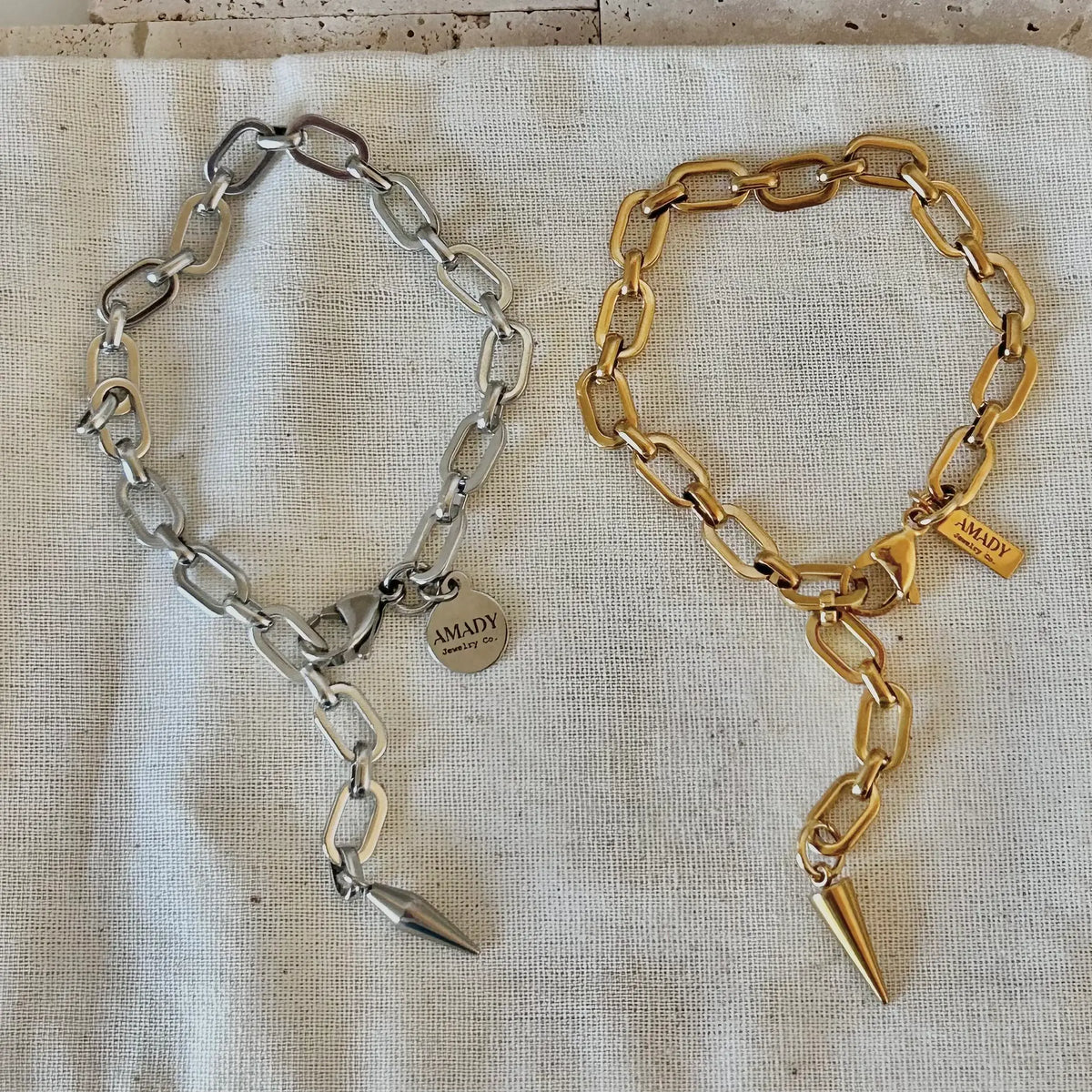 Spike Charm Chain Bracelet – Gold or Silver