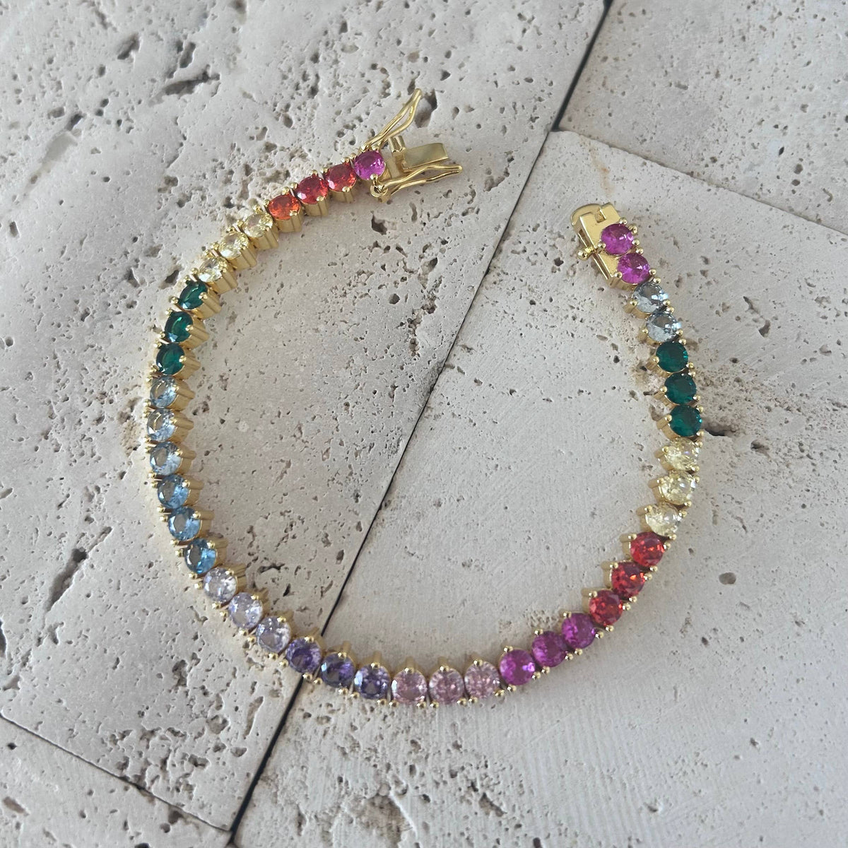 Tennis bracelet Colorful rainbow crystals