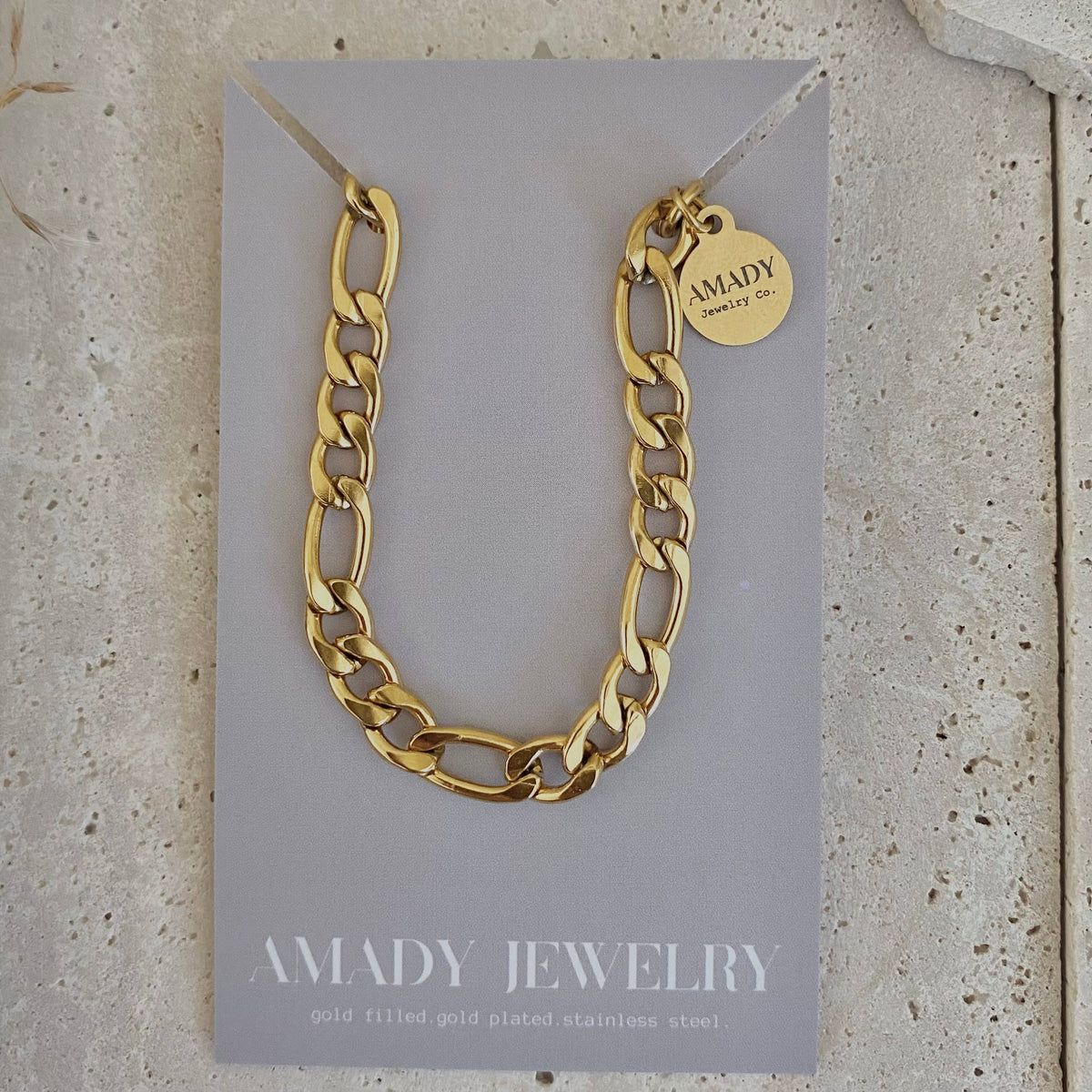 Figaro curb chain layering bracelet 18k gold plated
