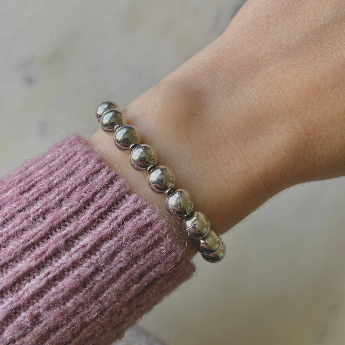 Silver Beads Beaded Bracelet Rhodium Filled