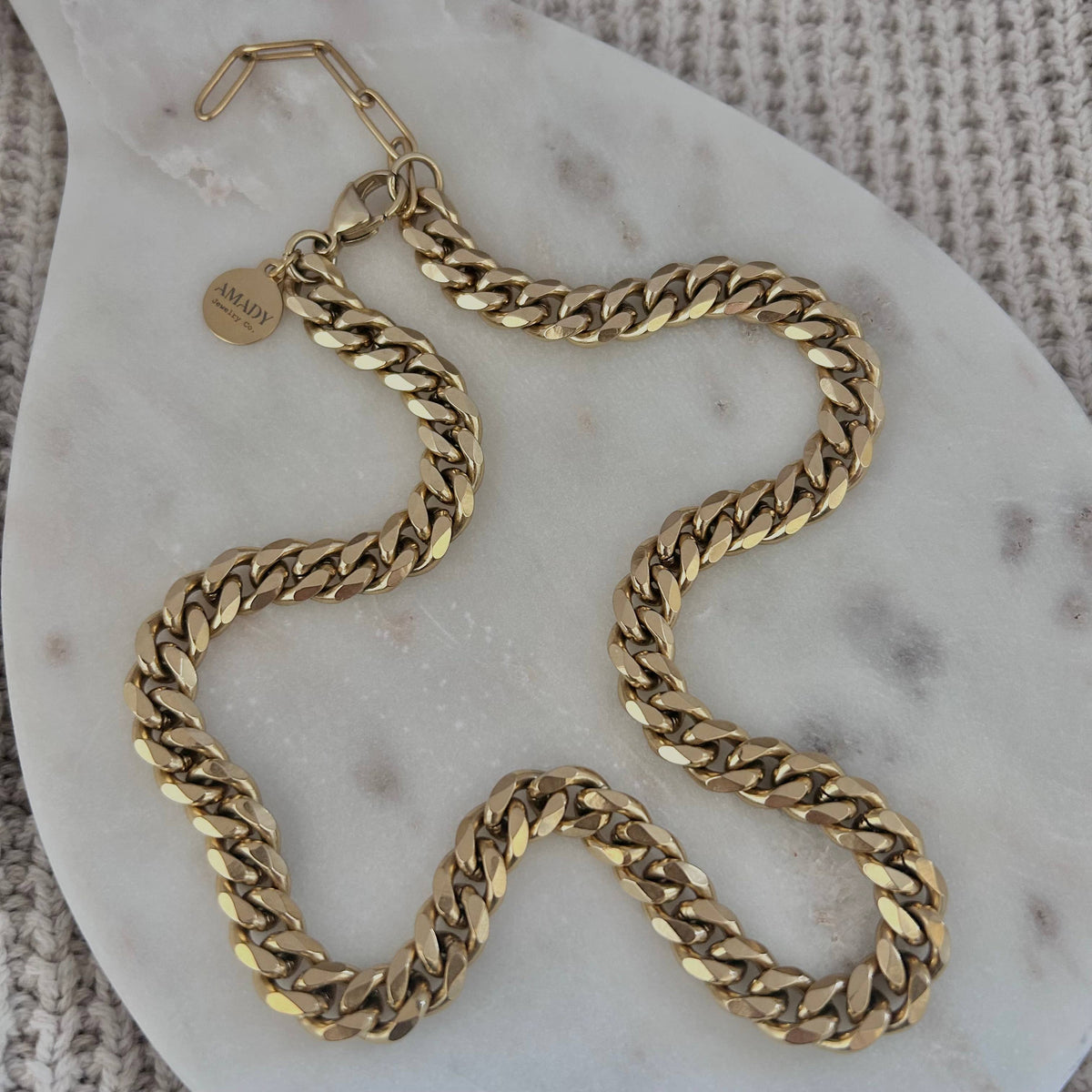 Curb Chain chunky layering bold necklace 18k stainless steel