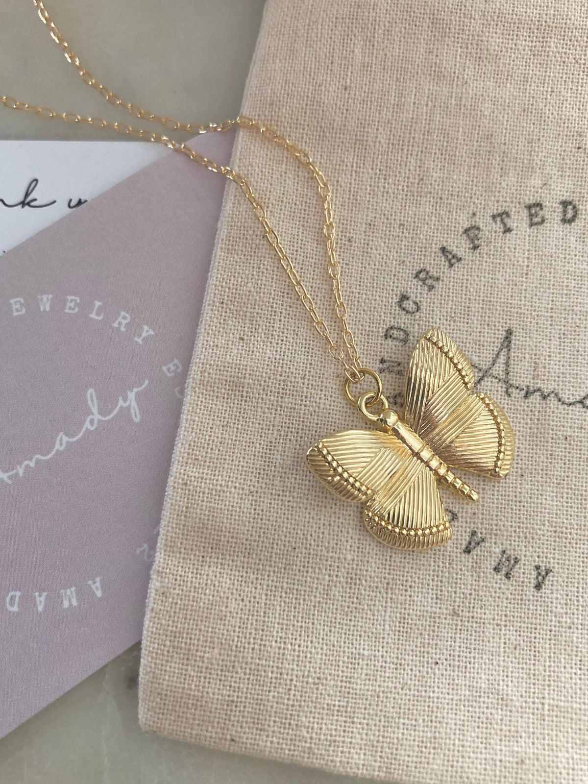 Gold butterfly pendant necklace monarch butterflies wings