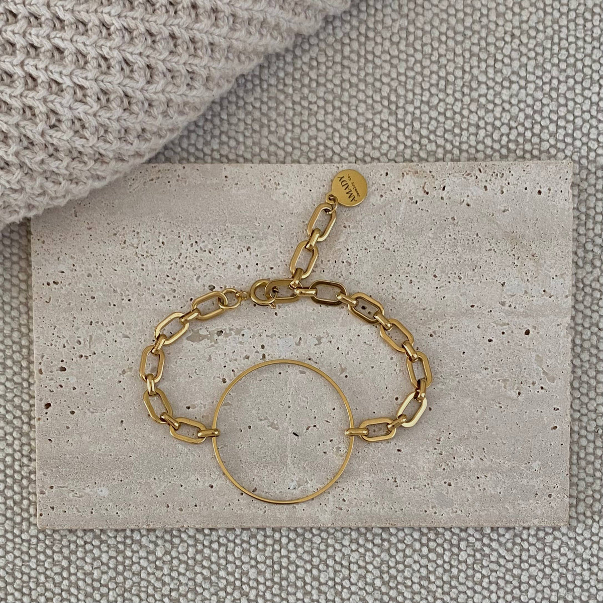 Infinity round charm statement chain bracelet