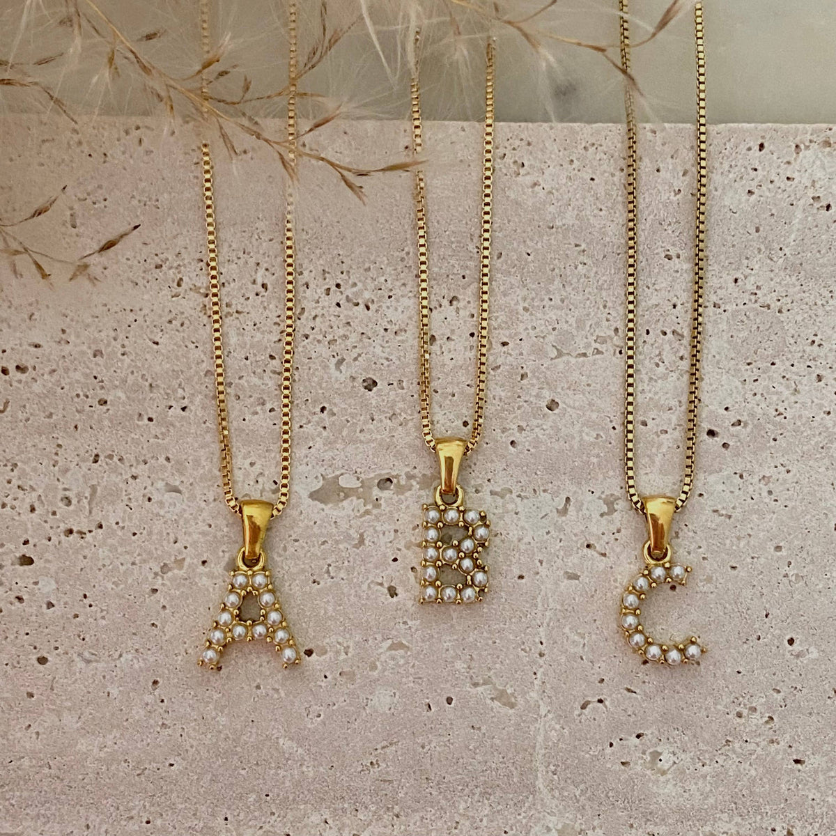 Initial Necklace Pearls Pedant custom gold filled