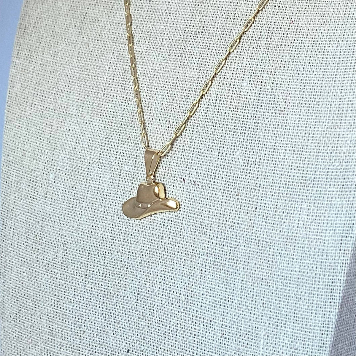 Cowboy cowgirl hat charm pendant necklace 18k gold filled
