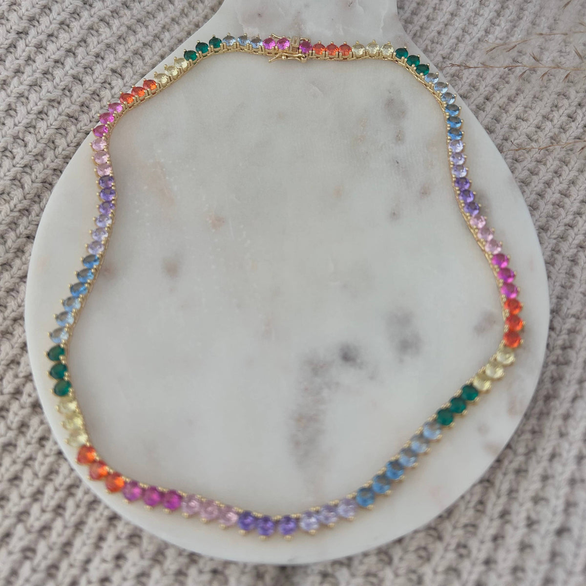 Tennis chain necklace rainbow colorful crystals 4mm