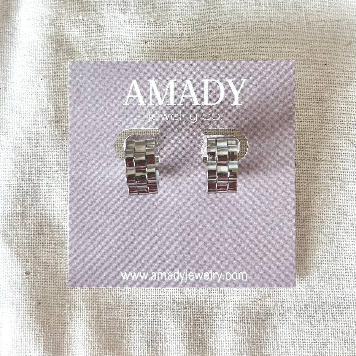 Silver Watchband hoop earrings watch