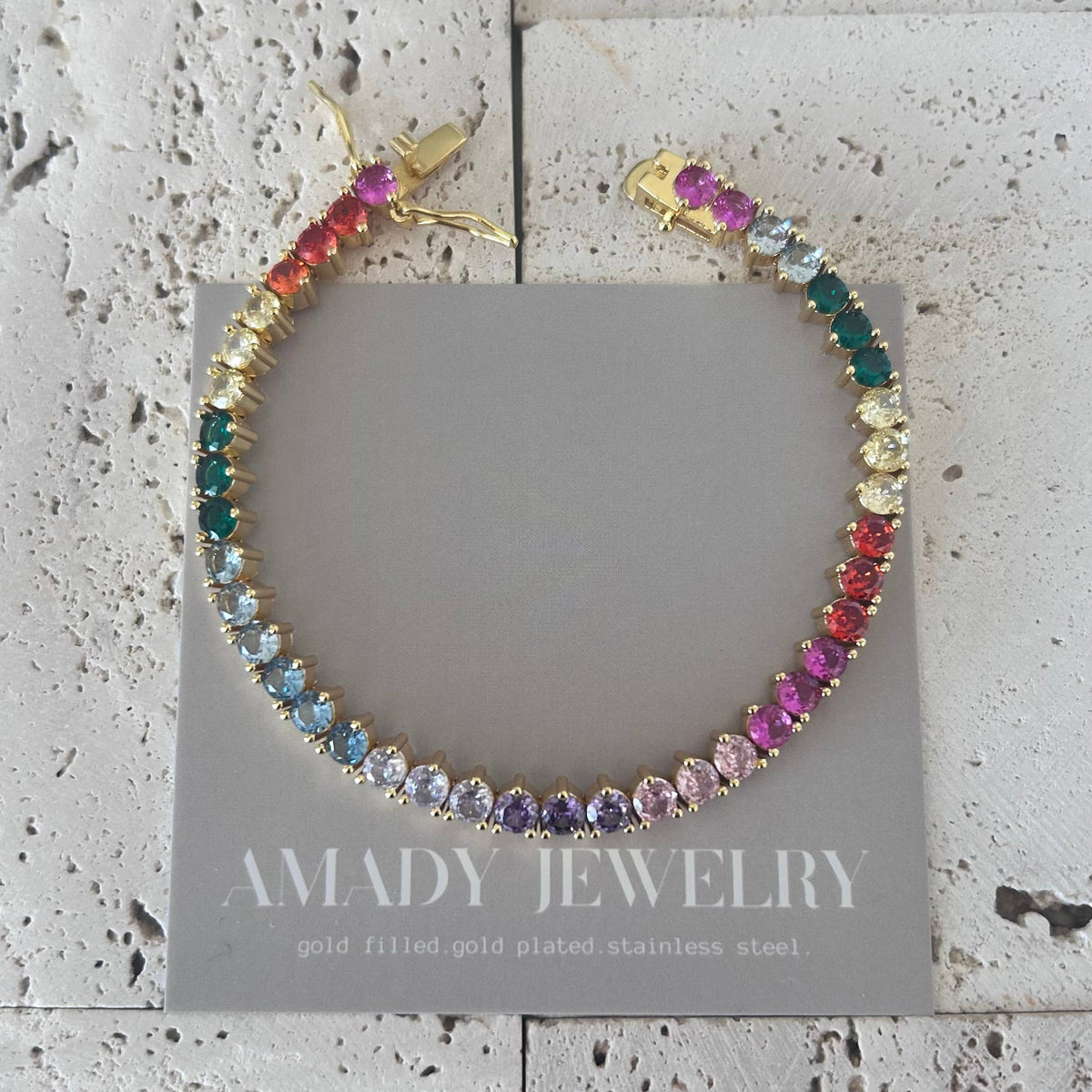 Tennis bracelet Colorful rainbow crystals