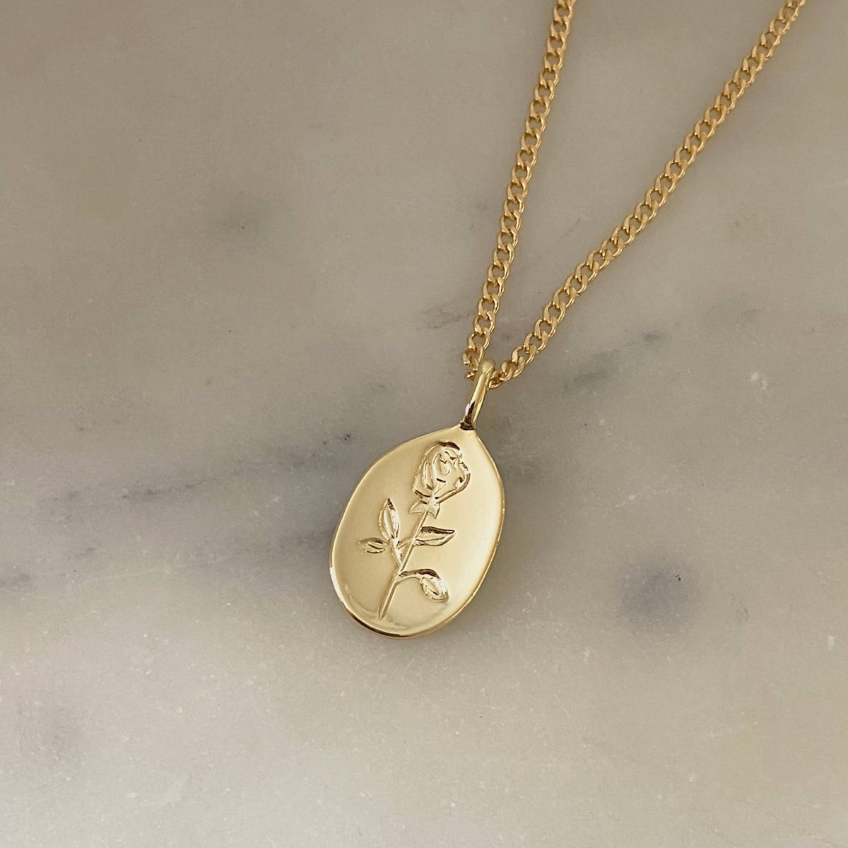 Rose Flower Medallion Coin Layering necklace 18k gold filled