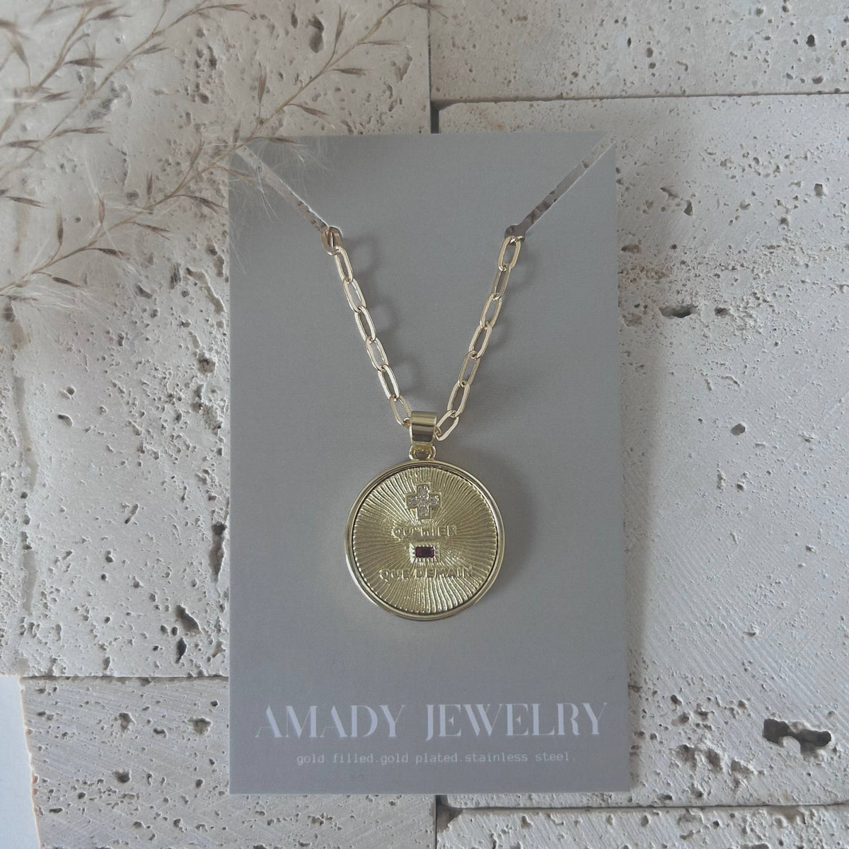 Qu Hier Que Demain Coin pendant charm chain necklace