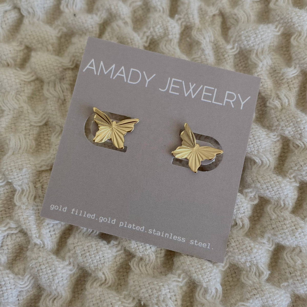 Butterfly fairy post earrings 18k gold filled butterflies
