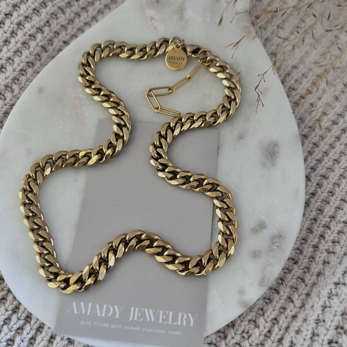 Curb Chain chunky layering bold necklace 18k stainless steel