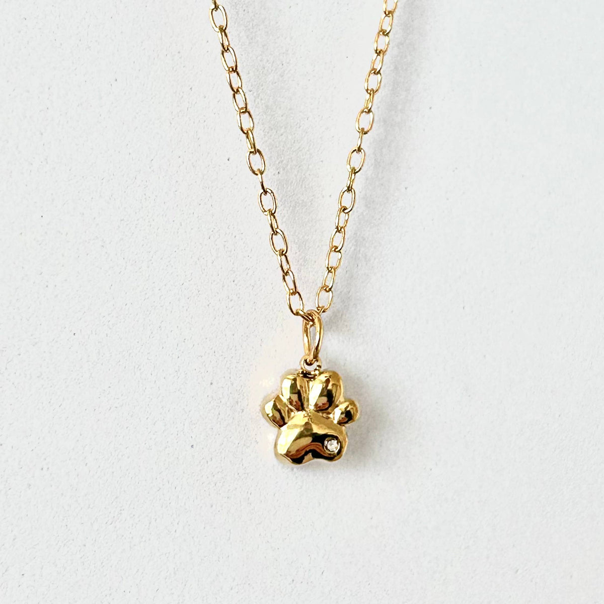 Dog paw charm pendant necklace gold filled stainless steel