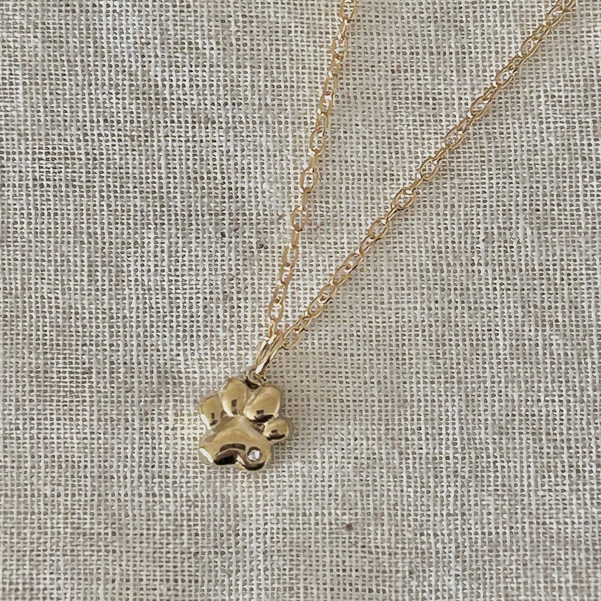 Dog paw charm pendant necklace gold filled stainless steel