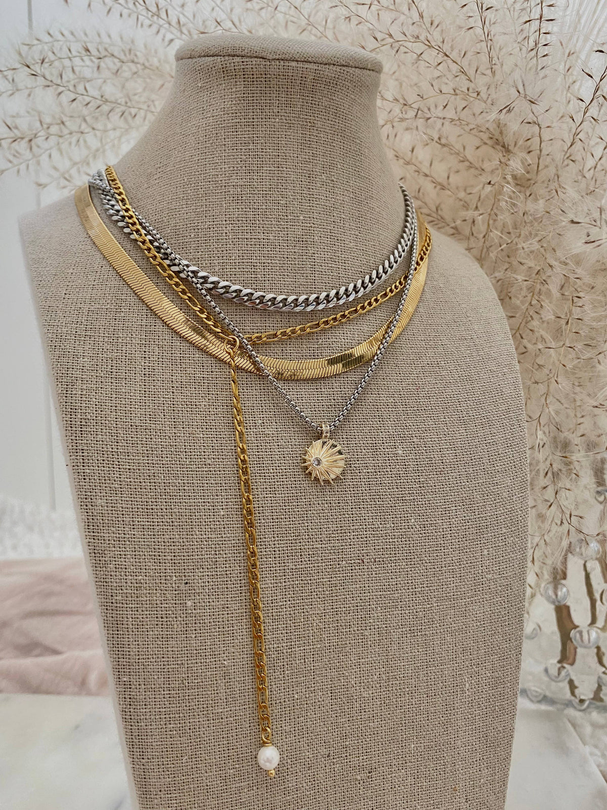 Sunburst sunrise zirconia gold plated necklace silver ombre