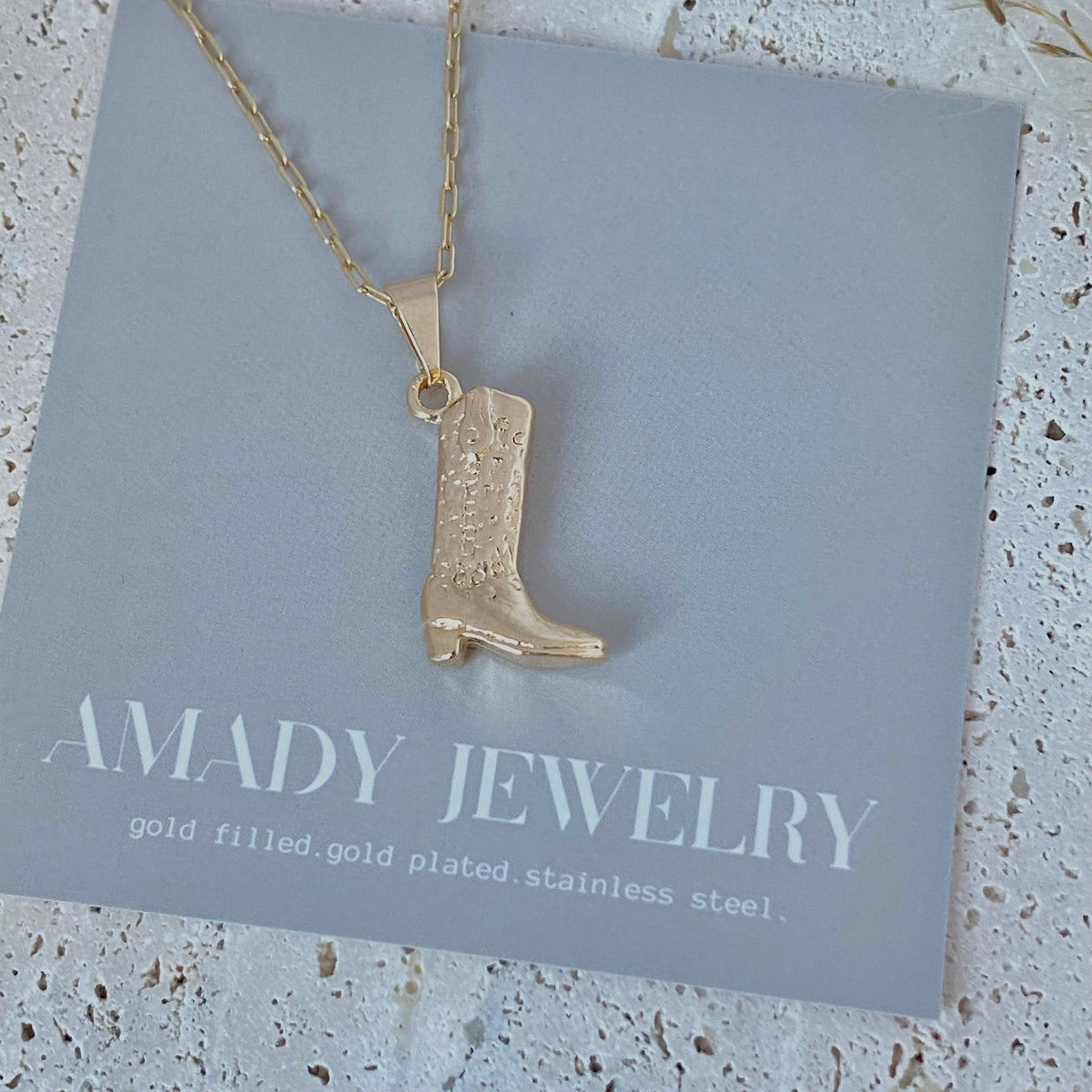Cowboy Boot Cowgirl  charm pendant necklace 18k gold filled