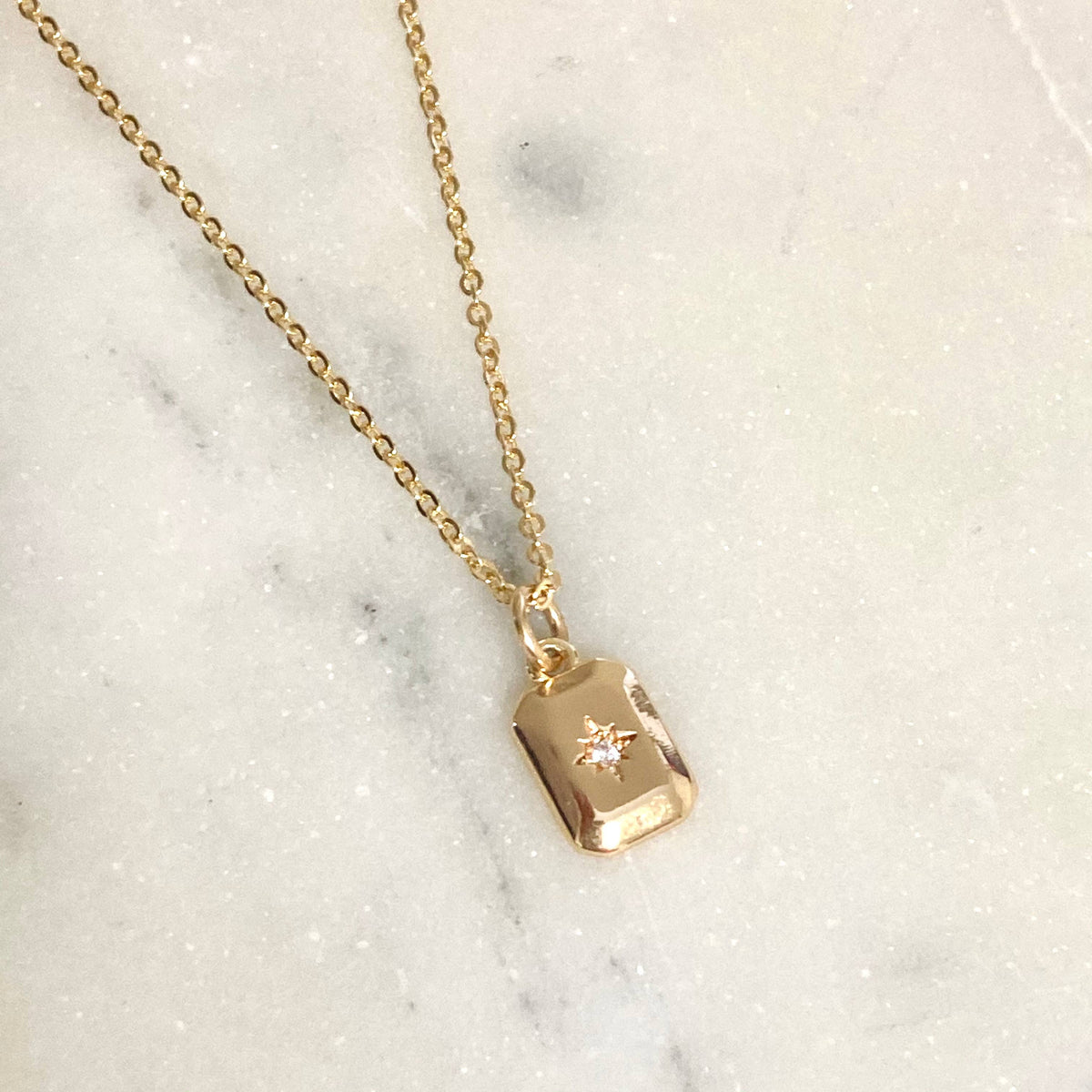 North Star Medallion Charm Pendant Necklace 18k gold filled