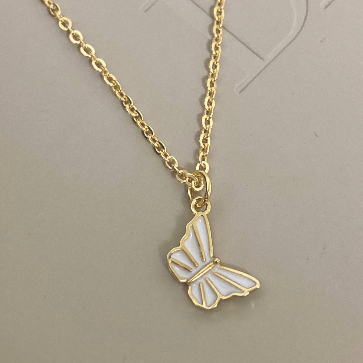 Butterfly charm pendant dainty necklace 18K waterproof